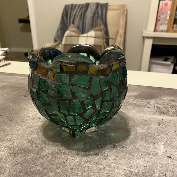 Green Mosaic Candle Holder